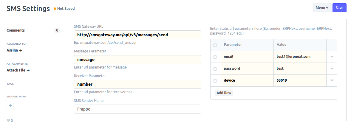 Налаштування SMS