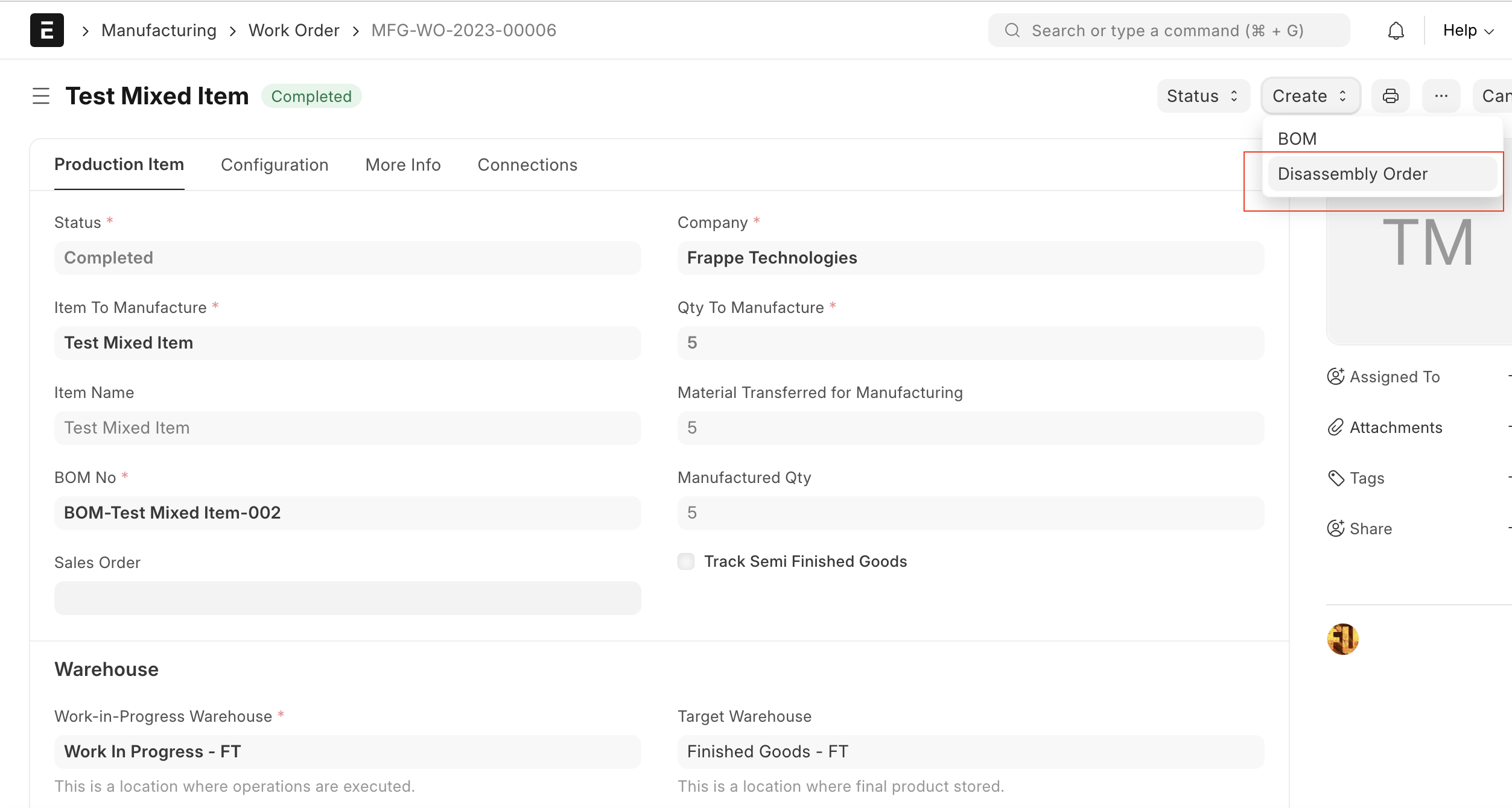 замовлення на виробництво — замовлення на розбирання